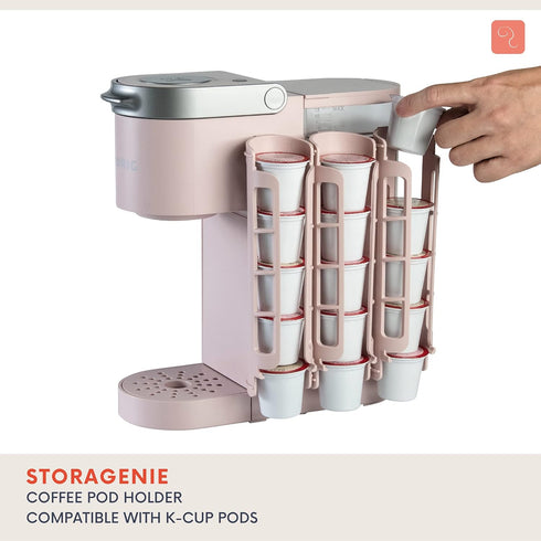 STORAGENIE Coffee Pod Holder for Keurig K-cup, Side Mount K Cup Storage for Small Counters (Pink)