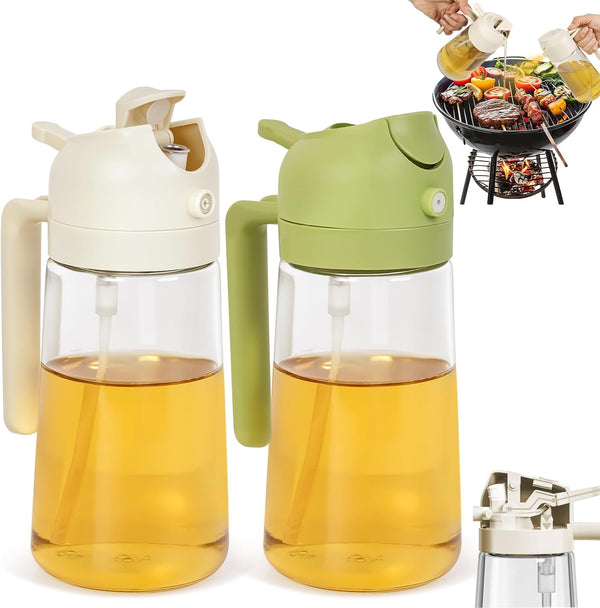 CJT 2 Pack Oil Dispenser Bottle for Kitchen, 2 in 1 Olive Oil