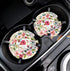 Car Coasters for Women, 2 Pack Mother's Day Auto Ceramic Coasters for Cup Holders, Easy Removal (Flower)