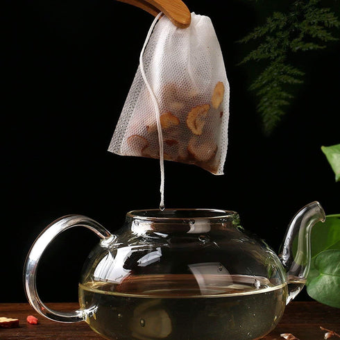 Tea Filter Bags (200 pcs) with Free Tea Spoon, Disposable Infuser for Loose Leaf Tea, Coffee, Spice, Herbs, Safe