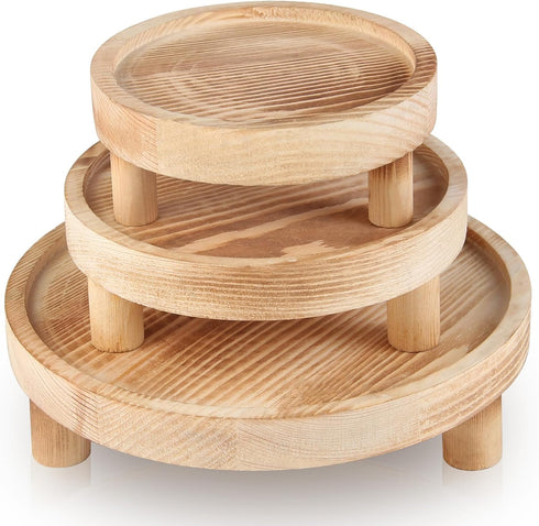 Destop 3PCS Wooden Display Risers for Display,Wood Riser Display Pedestal Stand for Home