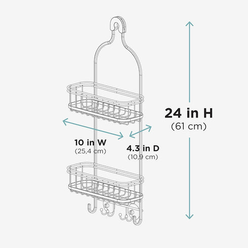 Zenna Home Shower Caddy Hanging Bathroom Organizer, Steel Rack with 2 Shelves, Rust-Resistant Satin Nickel