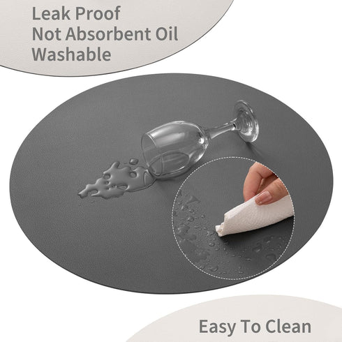 Set 6 15 inch Set 6) Myir JUN Round Placemats of Faux Leather Place Mats and Coasters Round Table Mats Dual Sided