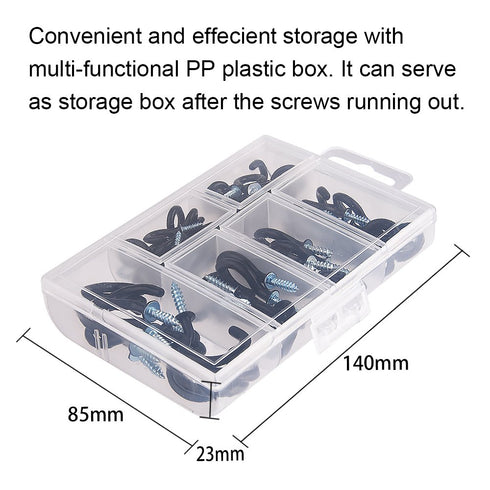 KUUQA Black Vinyl Coated Cup Hook Kit, 70 Pieces, 6 Sizes for Ceiling Screw Mug Hooks