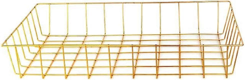 Gold Iron Wire Baskets and Trays: Round and Rectangular, 4-ct Sets (Tray)