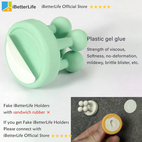 iBetterLife 4Pcs Silicone Toothbrush Holders, Multi-Function Waterproof Self Adhesive Wall Mounted Hooks