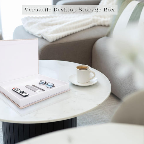 Set 2, Decorative Book Storage Box of Stylish Decorative Books, Linen Faux Book Storage Box for Bookshelf, Coffee