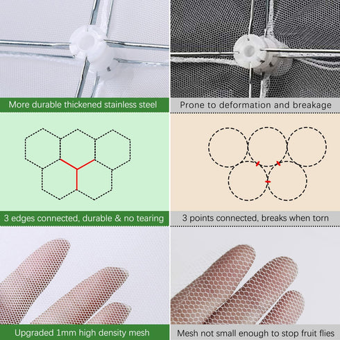 Mesh Food Covers for Outdoors: 10 Pack with 2 Extra Large 40x24 in & 8 Large 17x17 in Collapsible Picnic Nets for