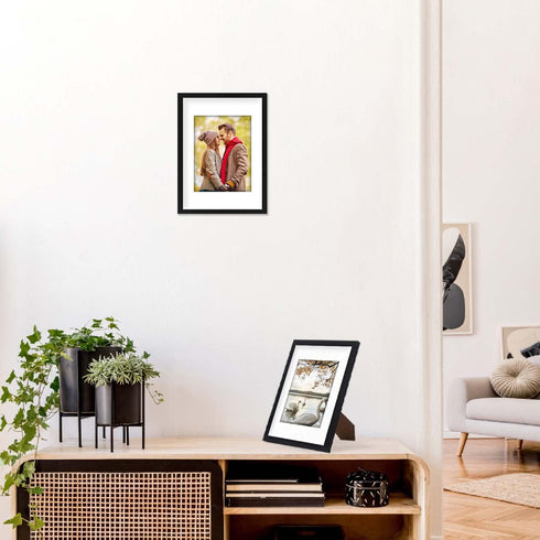 A4 Black Frame, Display 6x8 Picture with Mat or 8.27x11.69 Inch Without Mat