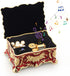 ROSIKING Red Rectangle Emboss Alloy Metal Music Box Wind Up Antique Jewelry