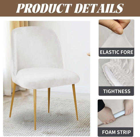Set 1/2/4/6 Armless 1PC) Velvet Curved Back Chair Covers Round Back Dining Room Chair Covers Slipcovers of Mid Century