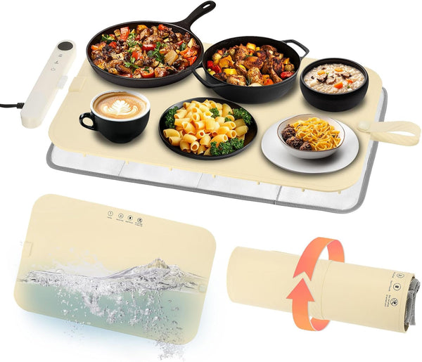 Upgrade Food Warming Mat - Electric Warming Tray with 6 Temperature Setting