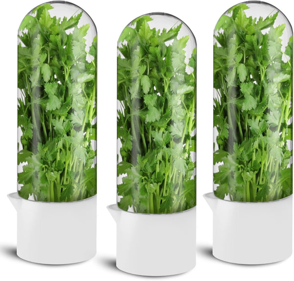Sibosen 3 Pack Herb Saver for Refrigerator Large Fresh Herb Keeper Cilantro Container