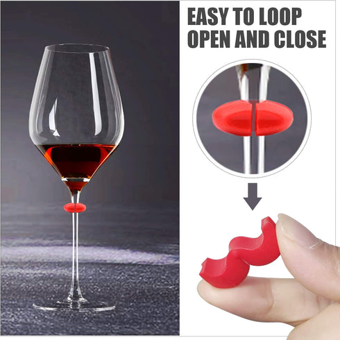 Lasiyanor 26Pcs Wine Glass Charms - Silicone Drink Markers with Bottle Stopper for Parties