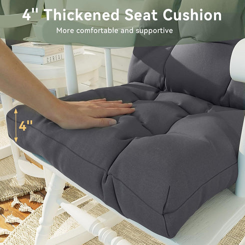 2-Pack, Aoxun Adirondack Chair Cushion, Indoor/Outdoor Rocking Chair Cushion with Ties, Thickened High Back Patio Chair