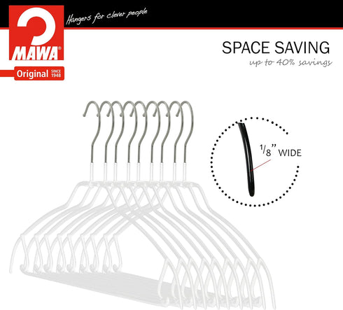 Mawa by Reston Lloyd Silhouette Ultra-Thin Series Non-Slip Space Saving Shirt Hanger with Pant Bar & Skirt Hooks, Pack