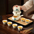 Set 6 Set,Chinese Set Semi Automatic Tea Magic Teapot with cups Japanese Teapot Gongfu Tea Ceramic Teapot with Infuser