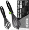 Walfos Silicone Whisk, 7+9in Mini Whisks for Non-Scratch Cookware, Perfect for Whisking, Beating, Blending, Black