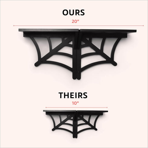 2 BELL BOOK AND CANDLE PC Spider Web Floating Shelves - Hang Separately or Together - Spooky Gothic Decor - Goth