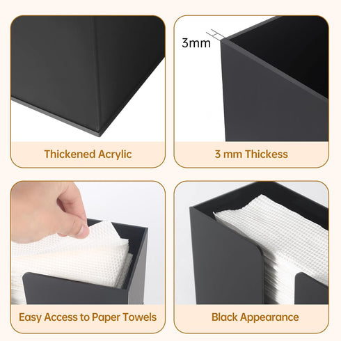 Countertop Countertop(3mm) Acrylic Paper Towel Holder, Black Acrylic Napkin Holder, Paper Towel Dispenser for C-fold