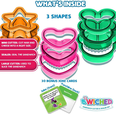 Sandwich Cutter and Sealer - Crustless Sandwich Maker for Kids Lunch, Bento Box, Heart, Star, Mouse Shapes