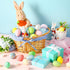 SiliFine Easter Bunny Gift Basket, Include Wicker Basket with Liner Gingham, Easter Plush Bunny Rabbit, Easter Eggs