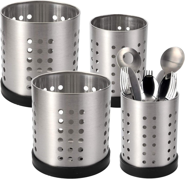 TOPZEA Set of 4 Kitchen Utensil Holder - Stainless Steel Cooking Utensil Organizer, Flatware Holder