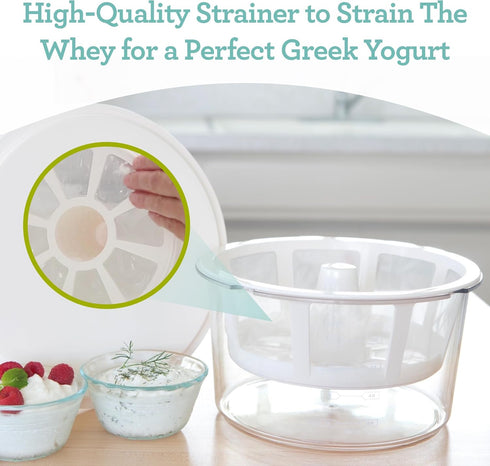 GY50 Euro Cuisine Greek Yogurt Maker with Ultra Fine Mesh Strainer Basket, BPA Free, Patented Greek Yogurt Strainer