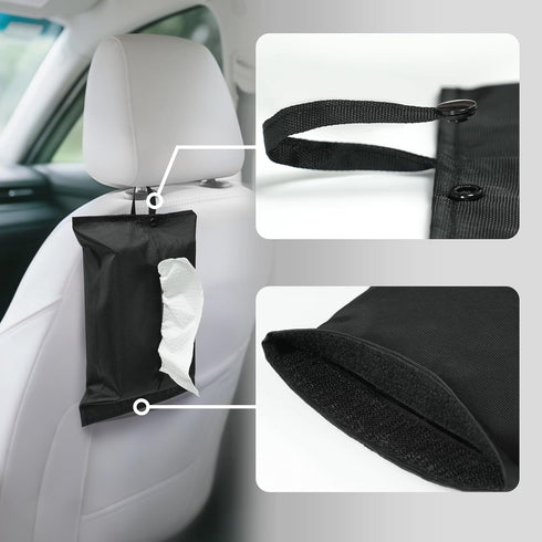 kakaforsa Black Toilet Paper Holder | Reusable Tissue Holder Cloth Cover | Hang Paper Towel Holder for Car, Home,