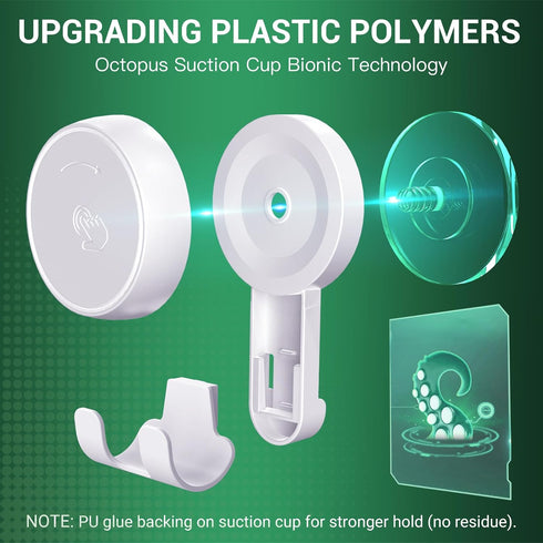 Hooks-2PACK 2pack LUXEAR Suction Hooks Powerful Vacuum Suction Cup Razor Single White