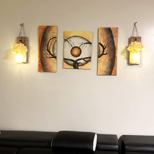 Set Besuerte Mason Jar Wall Sconces of Two, Wall Deco Cute Wall Decor with LED Fairy Lights, Art for Living Room Modern
