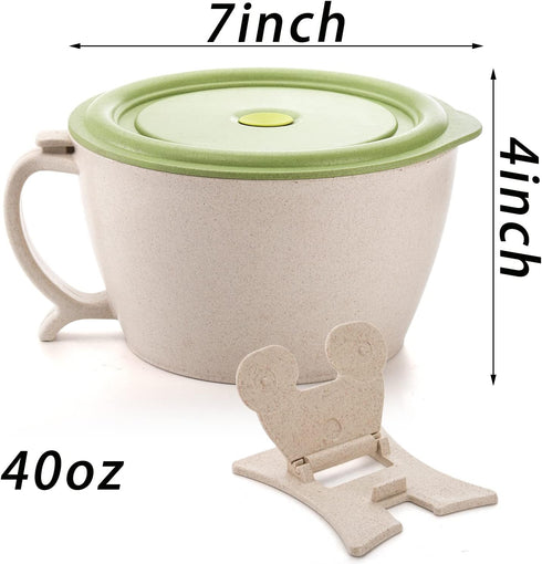 SOUJOY 2 Pack Noodle Bowl With Lid, 40 OZ Large Microwave Wheat Straw Soup Bowl with Phone Holder, Instant Noodle Bowl for Soup, Noodles, Ramen by SOUJOY