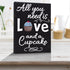 JennyGems All You Need is Love and a Cupcake Wooden Sign - Bakery Signage and Decor Gift for Cupcake Lovers, Made in USA