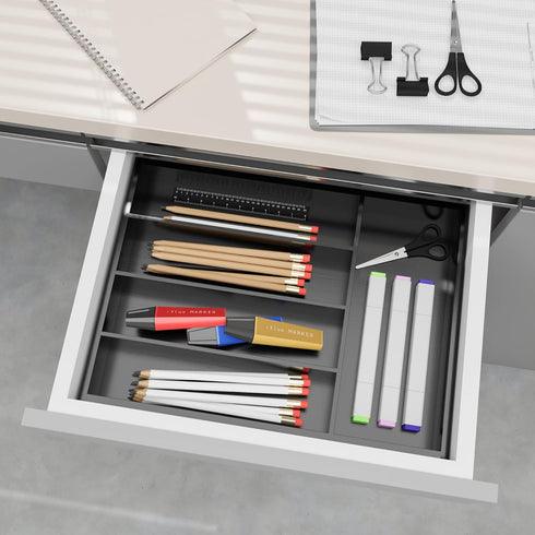 Silverware Drawer Organizer Cutlery Tray, Bamboo Black Small Kitchen Gadgets Holder for Flatware
