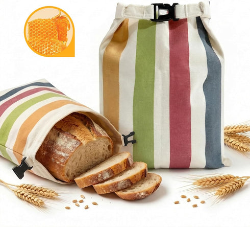Holaraon Reusable Beeswax Bread Bags for Homemade, Natural Linen Sourdough Bread Storage Bag