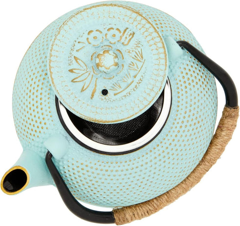 18 oz/500 ml, 3-Piece Set Set Juvale Cast Iron Tea Kettle with Infuser - Green, - Teapot for Brewing Loose Leaf Tea