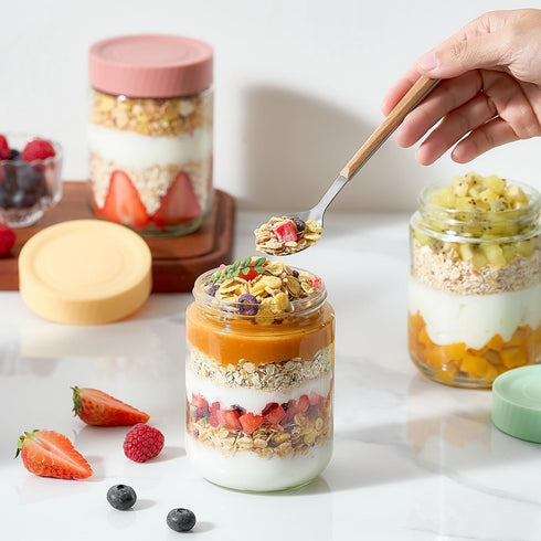 16 oz 6 Pack,Mason 16 oz 100% Danmu Overnight Oats Containers with Lids,Meal Prep Containers Jars with Lids