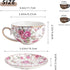 6.4oz Agyiuns Tea Cup and Saucers, Floral Tea Cups with Gold Trim, Porcelain Teacup, Coffee Cappuccino Espresso Latte