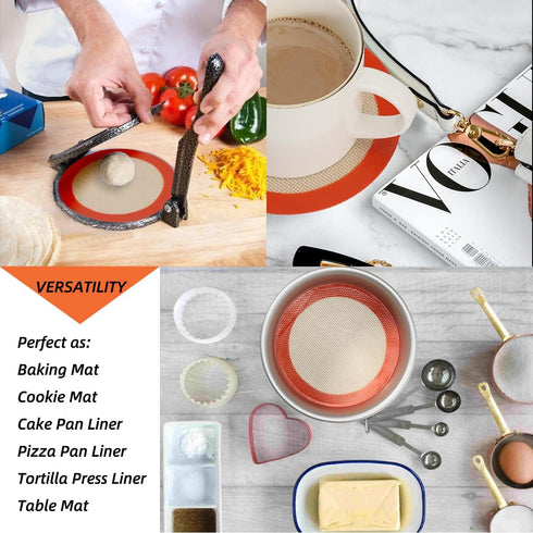 6 Inch Round Baking Mats, Food Grade Silicone for 6 Inch Cake Pan/Tortilla Maker, Non-Stick Reusable (Round 5.5"