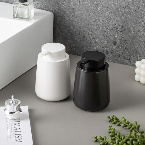 Black Foaming Soap Dispenser, Modern Ceramic 12 Oz Foam Hand Soap Dispenser for Bathroom, Kitchen