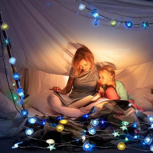 2 Sets 20 60 Xuhal Total FT LED Ocean Decor String Lights for Bedroom Beach Nautical Theme Lights of Marine Life