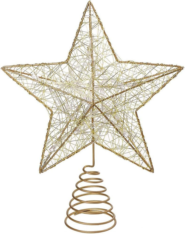 Cabilock Tree Topper Star - Christmas LED Star Tree Topper, Battery Operated Sparkly Ornament for Treetop Decoration