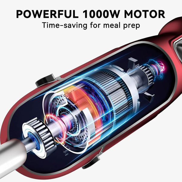 Immersion Blender 5 in 1 Hand Blender - Abuler 800W Hand Mixer Stick with 600ml Mixing Beaker, 500ml Chopper & Whisk