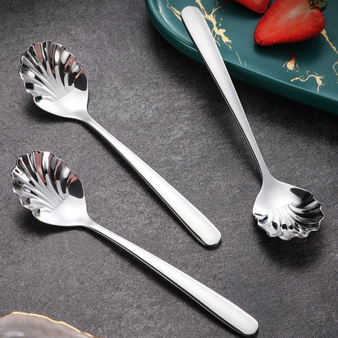 Csinos 304 Stainless Steel Spoon Set, Shell Shape Flatware Spoon