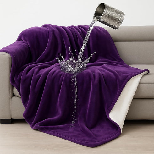 Tisancy Love Purple Waterproof Bed Blanket, Queen Size 80'' x 60'' Double