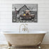 Farmhouse Bathroom Decor Wall Art, Funny Highland Cow in Bathtub, Rustic 12"x16" Framed Bathroom Cow Painting