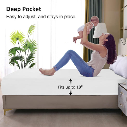 18'', 39'' 75'') Twin Mattress Protector Waterproof, Fitted Sheet Style Breathable Mattress Cover with Deep Pocket Fits