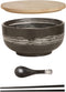 Ceramic Ramen Bowl Set, 38 OZ Japanese Style, Microwave & Dishwasher Safe, Includes Spoon & Chopsticks, Blue
