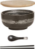 Ceramic Ramen Bowl Set, 38 OZ Japanese Style, Microwave & Dishwasher Safe, Includes Spoon & Chopsticks, Blue