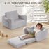 2-in-1 Cozy MOMCAYWEX Kids Sofa, Flip-Out Foam Couch with Soft Sherpa Cover, Play Lounge Chair, Grey